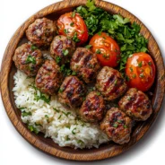 turkish-kafte-with-rice-wooden-plate-top-view-white-background-min_1