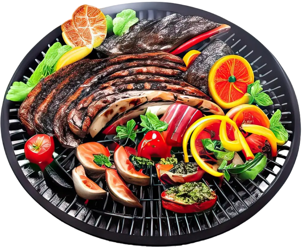 BBQ dish with vegetables