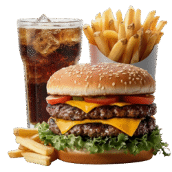 Cheese burger, Fries and Drink